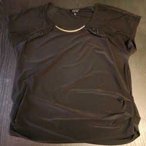Black AUW blouse, size XL, with metal embellishment, in good condition